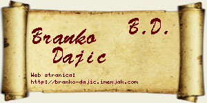 Branko Dajić vizit kartica